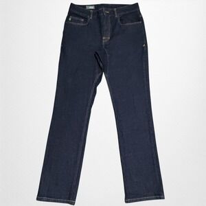 Stio Rivet Jeans Mens 32 Reg Dark Wash Blue Organic Cotton Slim Straight Gusset